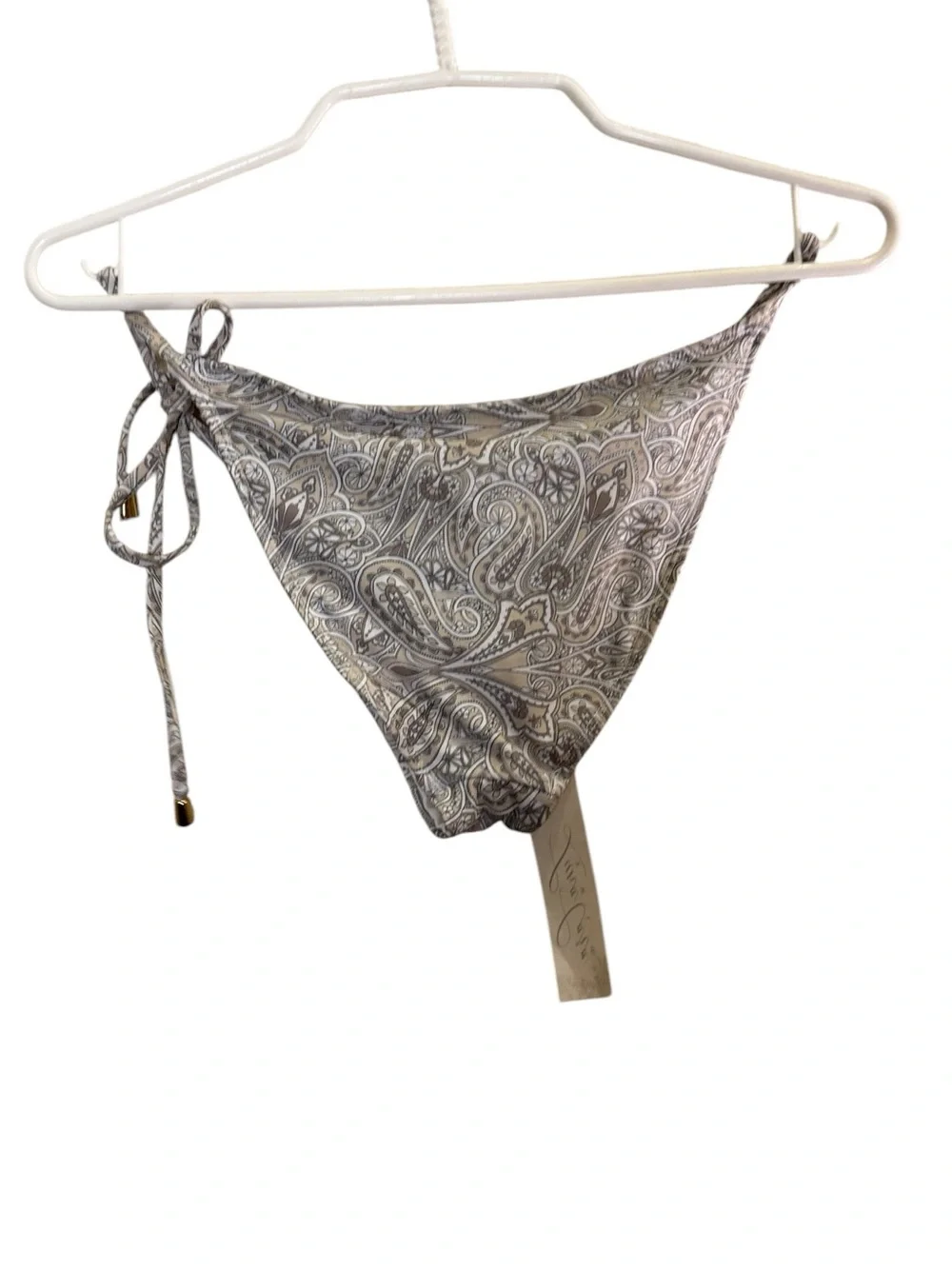 Luna Cara Women’s Side Tie Neutral Paisley Bikini Bottom Sz M
